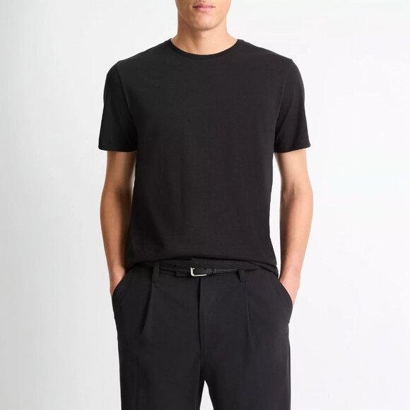 Vince Pima Cotton Crew Neck T-Shirt Men's Large Black Short Sleeve Tee - Picture 1 of 12